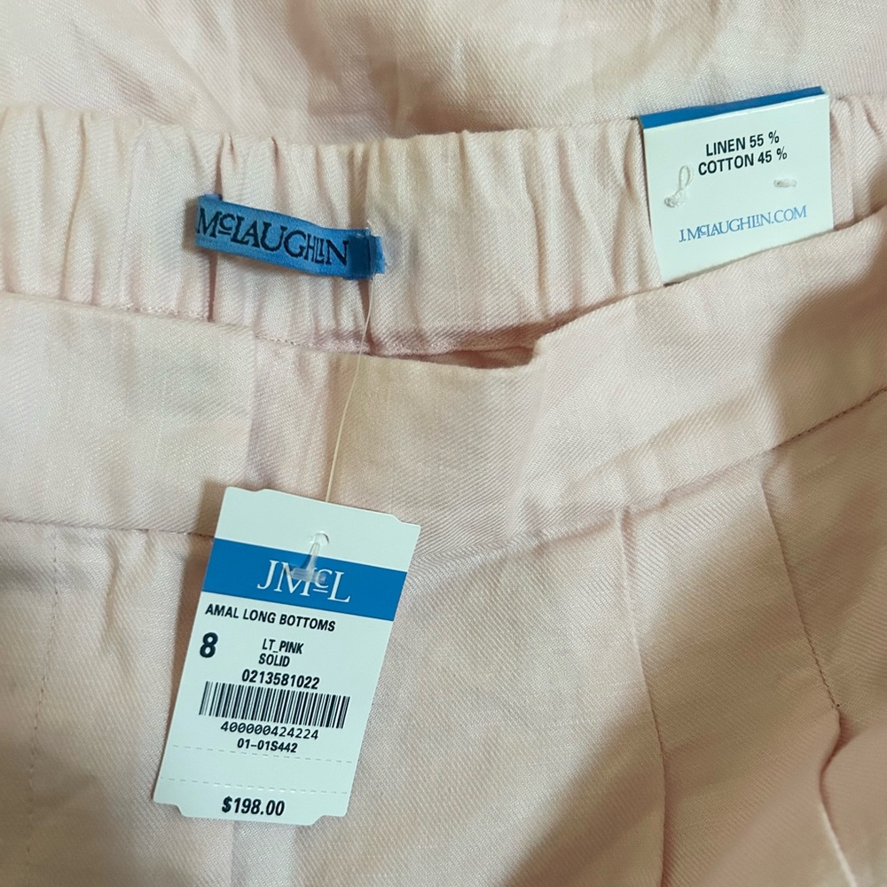 NWT J.McLaughlin Amal Linen-Blend Wide Leg Pant Pink Size 8 - Picture 5 of 6
